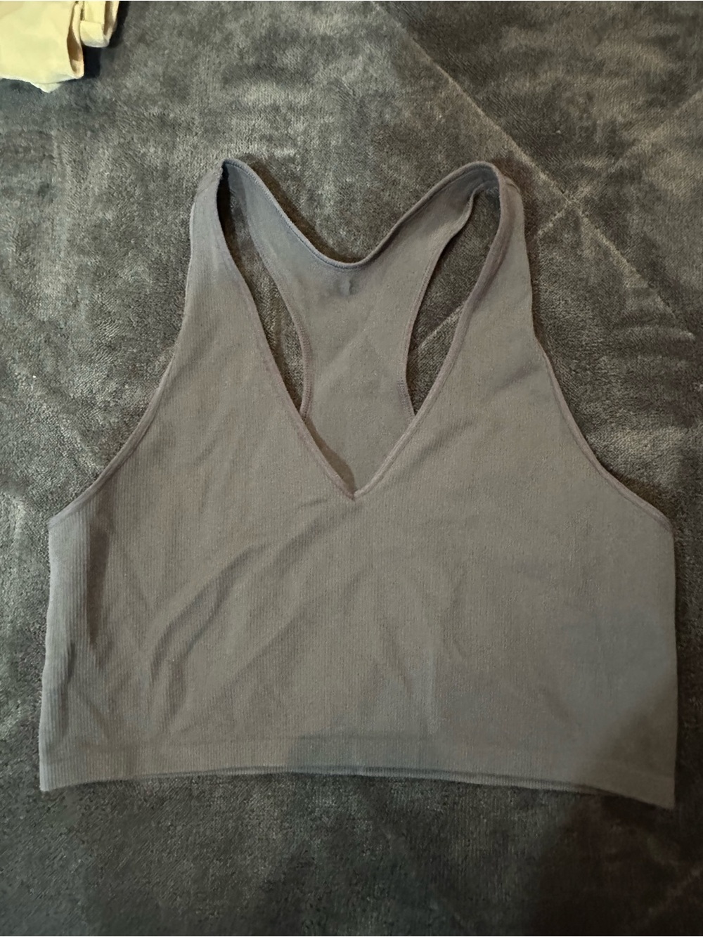 DSG Ribbed V-Neck Racerback Bralette - Gray